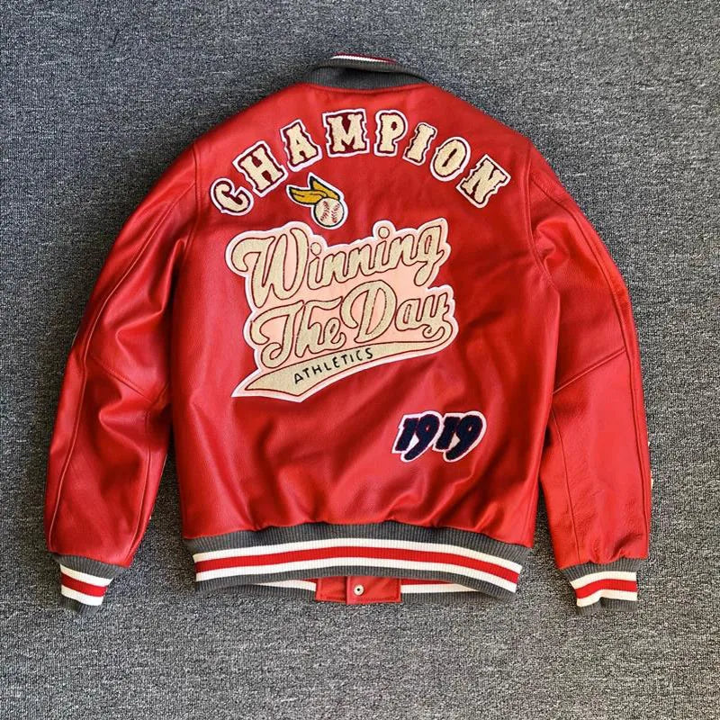 Heavy Industry Genuine Leather Jacket Men Motorcycle Luxury Designer Embroidery Short Biker Baseball Jackets Streetwear Winter - FSH-ONLINE