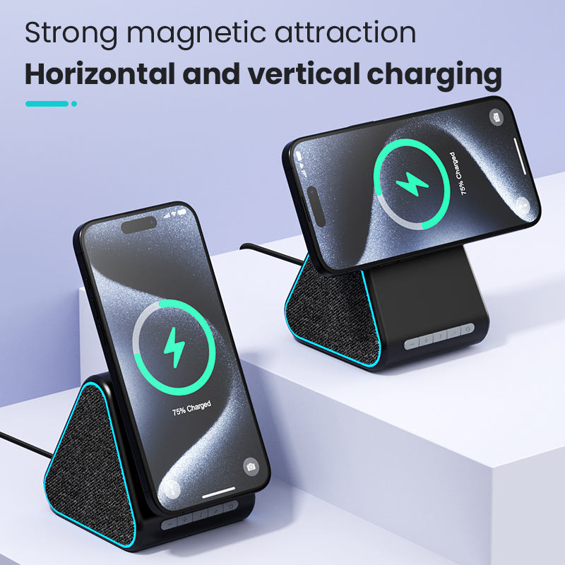 Wireless charger with speaker suitable for Apple phone magnetic wireless charging stand adjustable with Bluetooth speaker - FSH-ONLINE