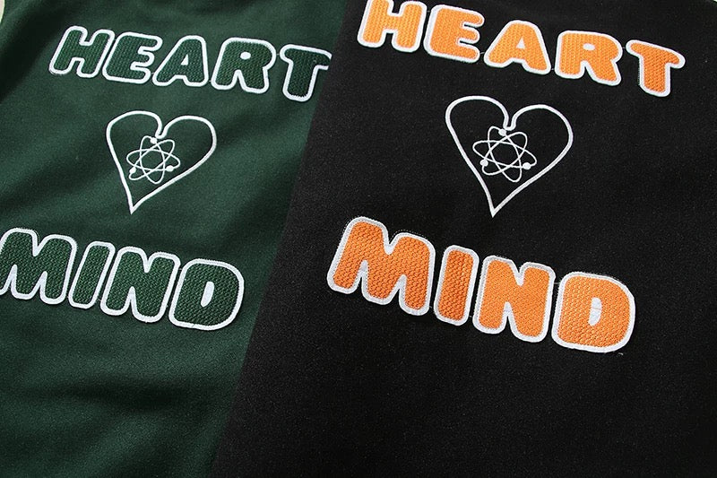 HEART MIND Green Varsity Baseball Jacket