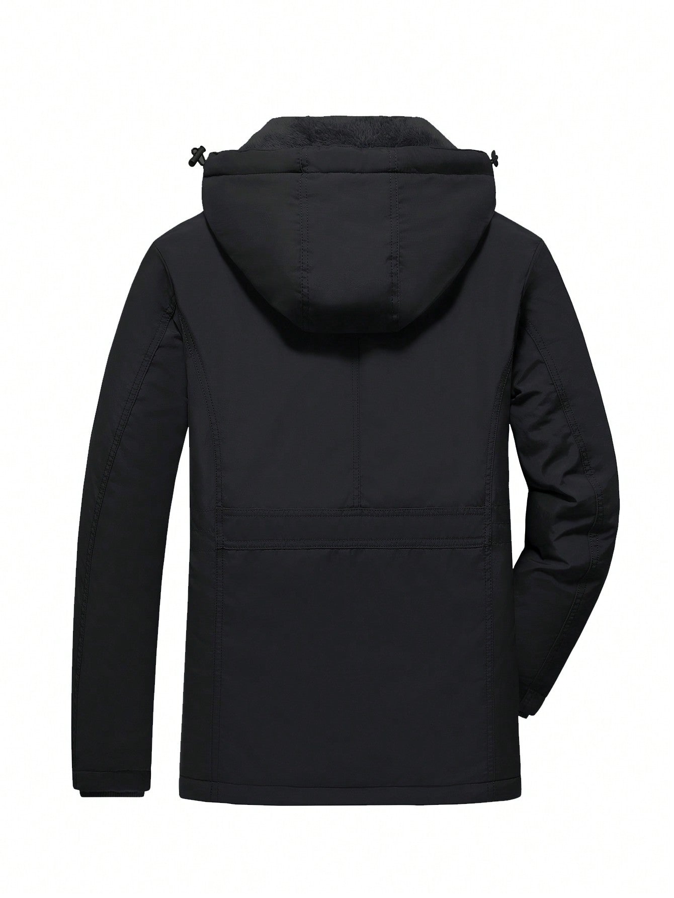 Men Letter Patched Zip Up Thermal Hooded Coat - FSH-ONLINE