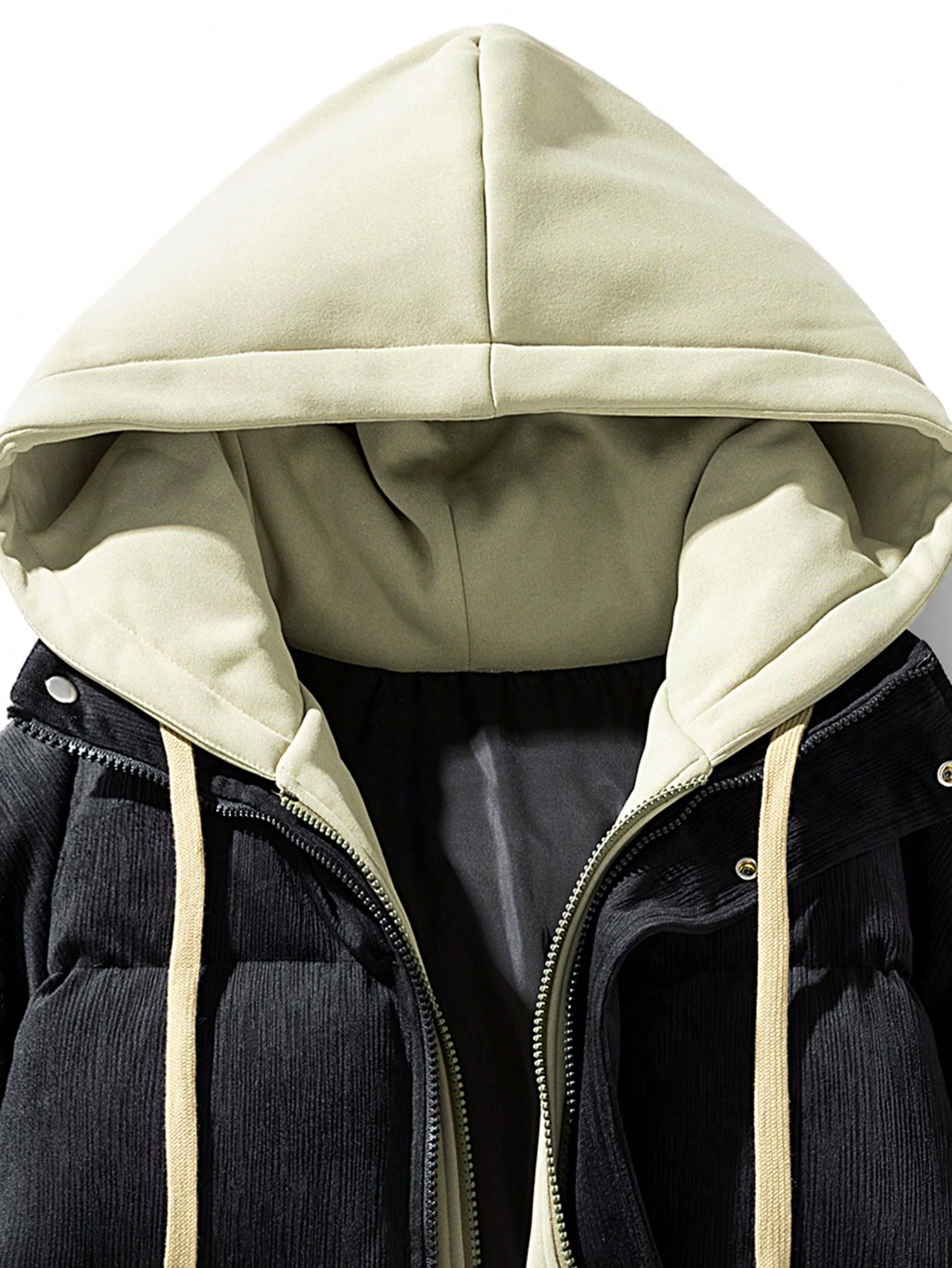 Men Letter Patched Detail Drawstring Hooded Thermal Lined Padded Coat - FSH-ONLINE