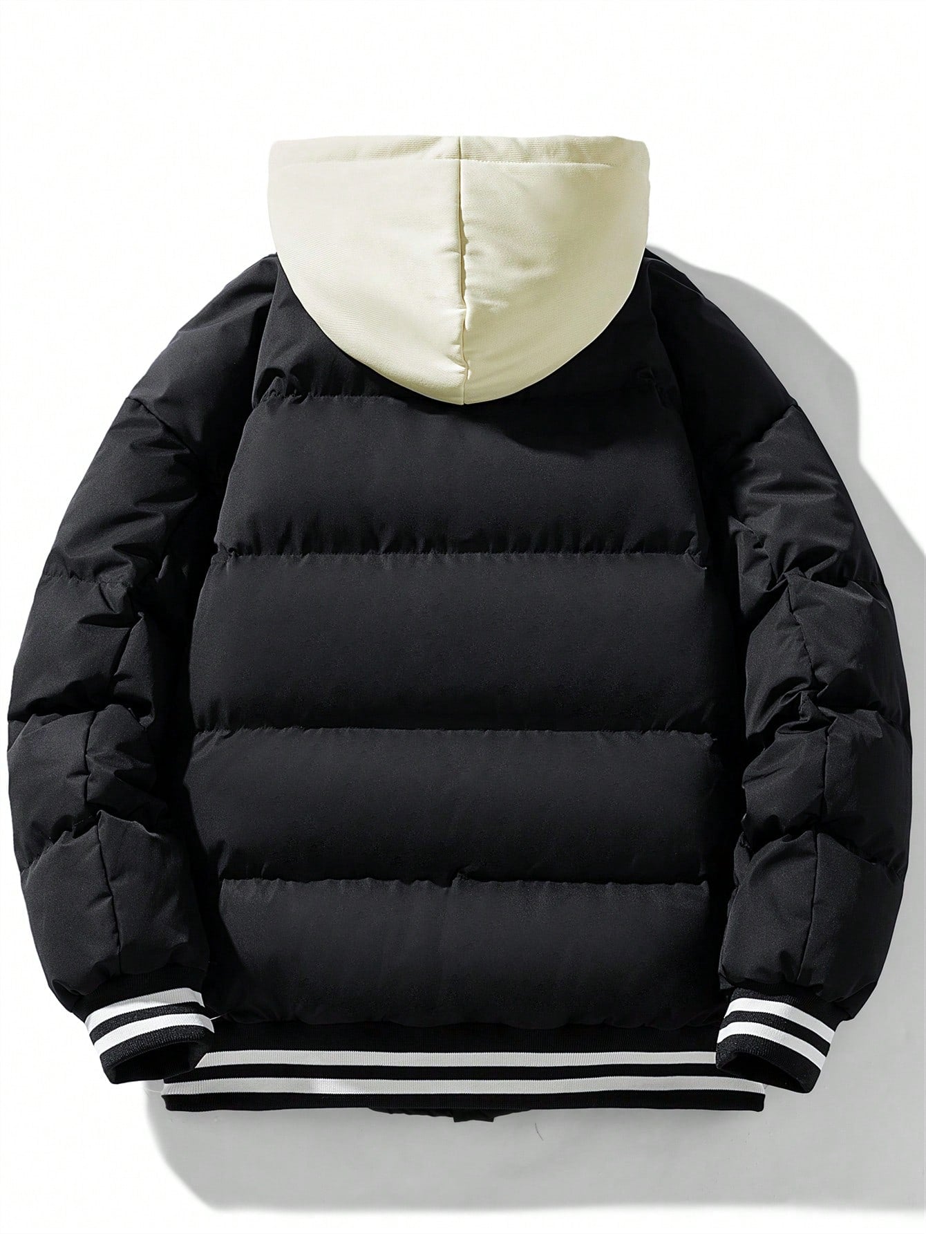 Men's Letter Embroidery Drawstring Hooded Padded Coat - FSH-ONLINE