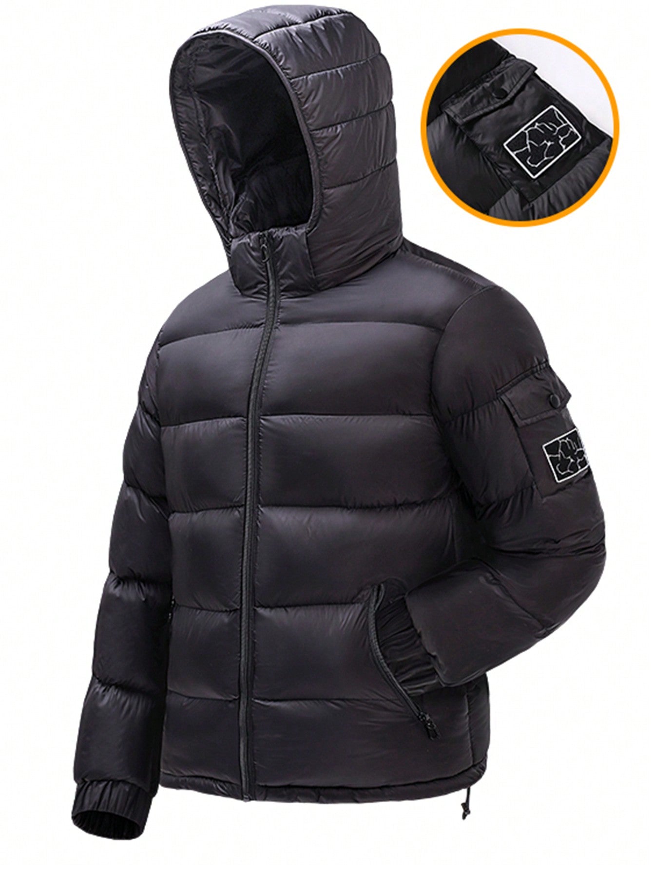 Men's Padded Padded Coat, Thick Hooded Casual Sports Coat With Detachable Hood, Zipper Pockets, Classic Vintage Top - FSH-ONLINE