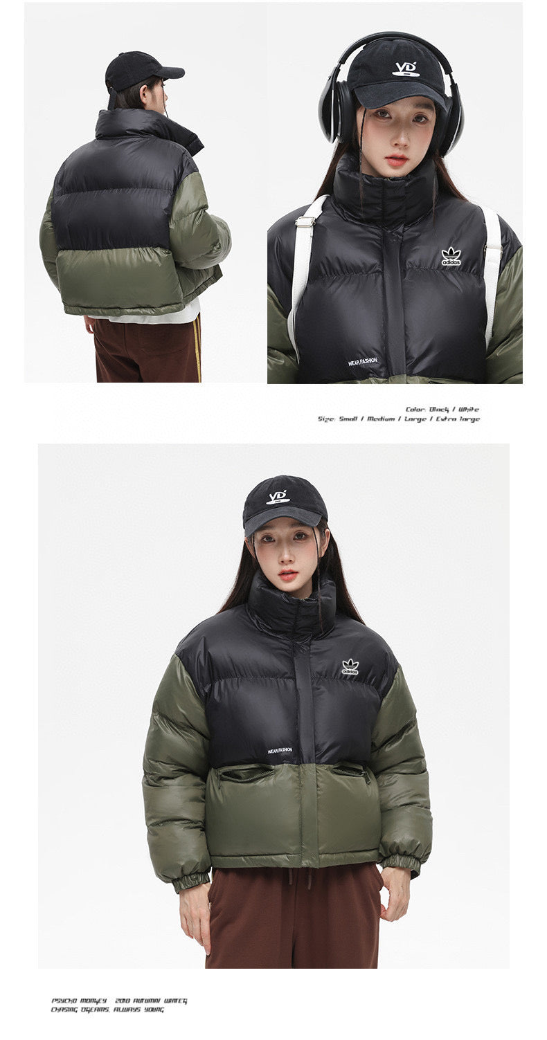 Women’s Puffer Jacket Winter Coat - Black & White / Brown & White - FSH-ONLINE