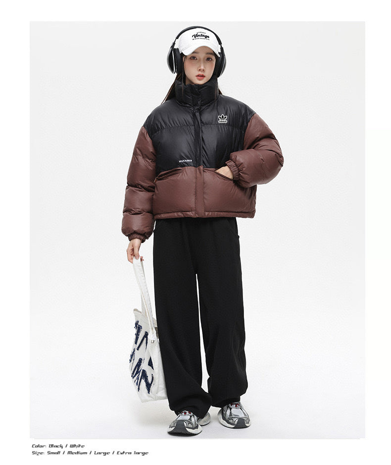 Women’s Puffer Jacket Winter Coat - Black & White / Brown & White - FSH-ONLINE