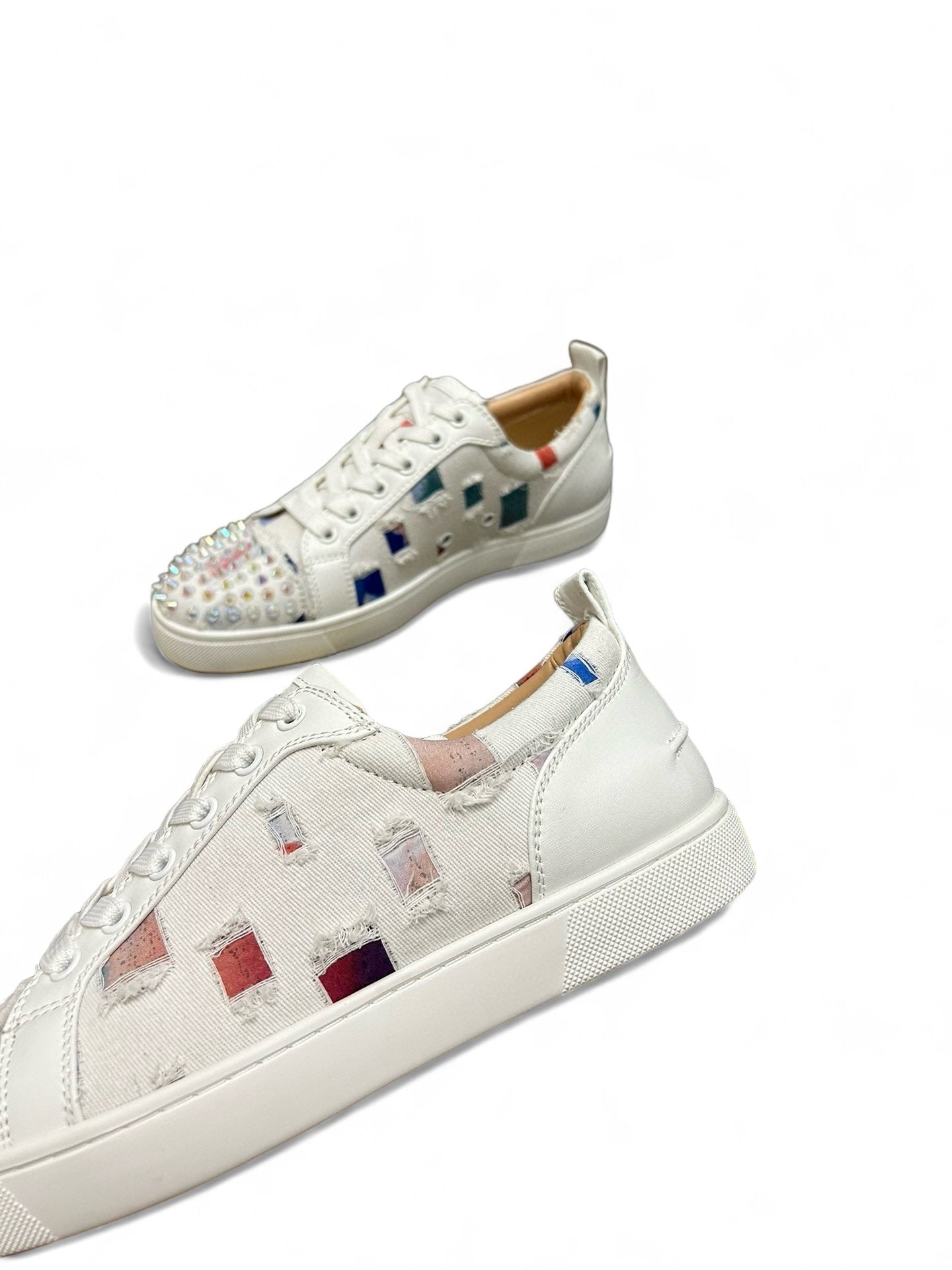 Christian Louboutin Spike Studded White Leather Sneakers | christian-louboutin-spike-studded-white-leather-sneakers