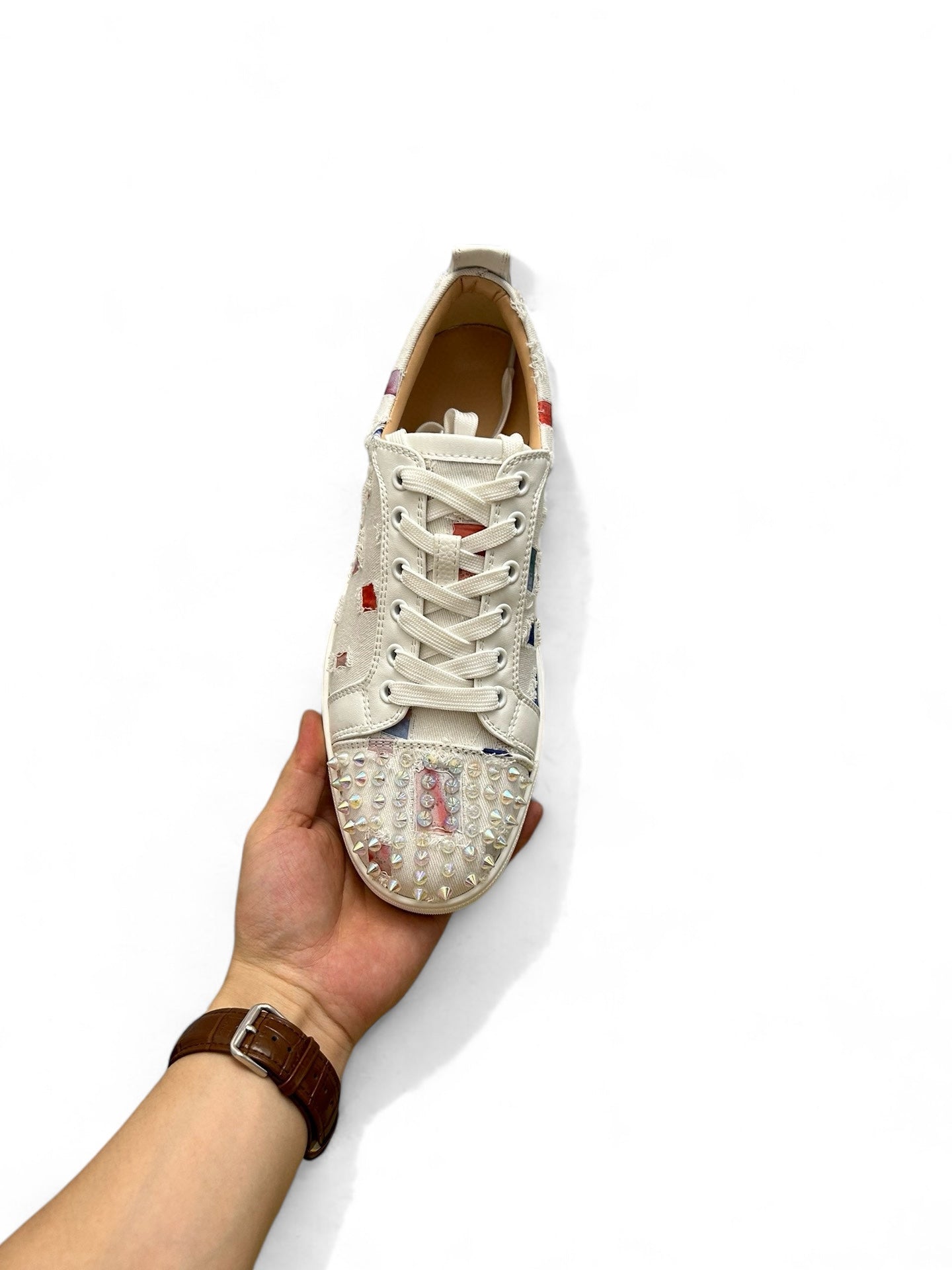 Christian Louboutin Spike Studded White Leather Sneakers | christian-louboutin-spike-studded-white-leather-sneakers