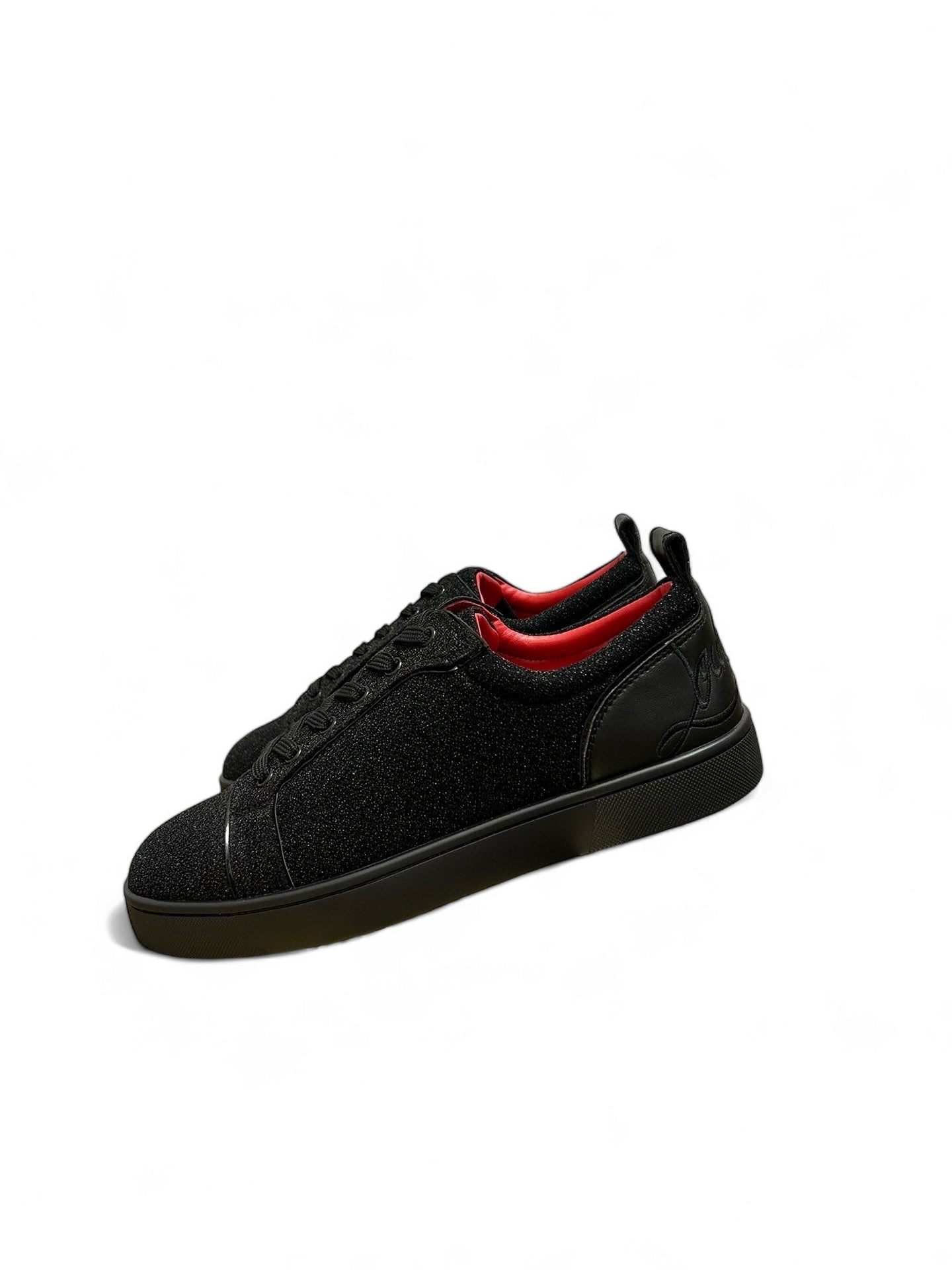 Christian Louboutin Black Sparkle Sneakers with Red Soles | christian-louboutin-black-sparkle-sneakers-with-red-soles