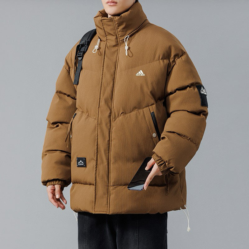 Men’s Winter Warm Thick Puffer Jacket with Drawstring Hood - Available in Black, Beige, and Brown - FSH-ONLINE