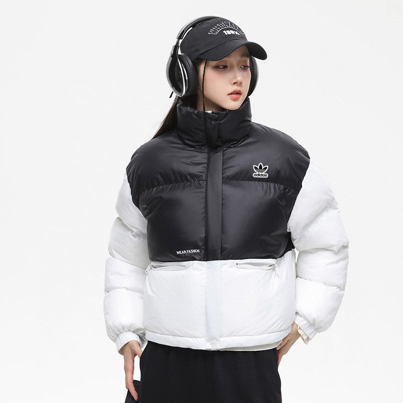 Women’s Puffer Jacket Winter Coat - Black & White / Brown & White - FSH-ONLINE