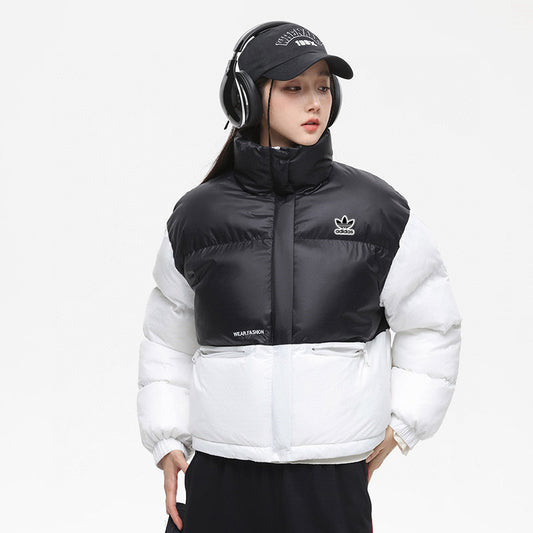 Women’s Puffer Jacket Winter Coat - Black & White / Brown & White - FSH-ONLINE