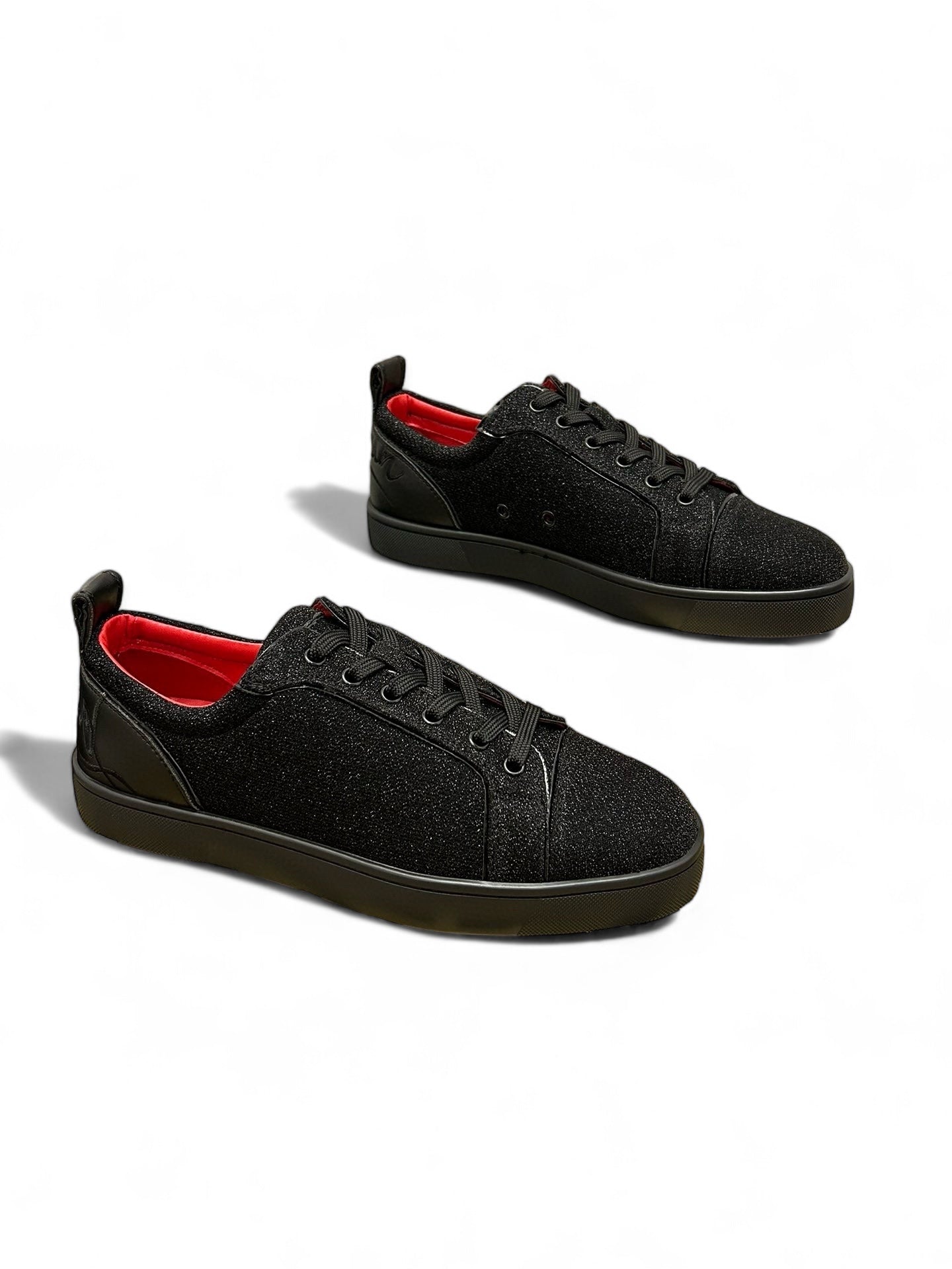 Christian Louboutin Black Sparkle Sneakers with Red Soles | christian-louboutin-black-sparkle-sneakers-with-red-soles