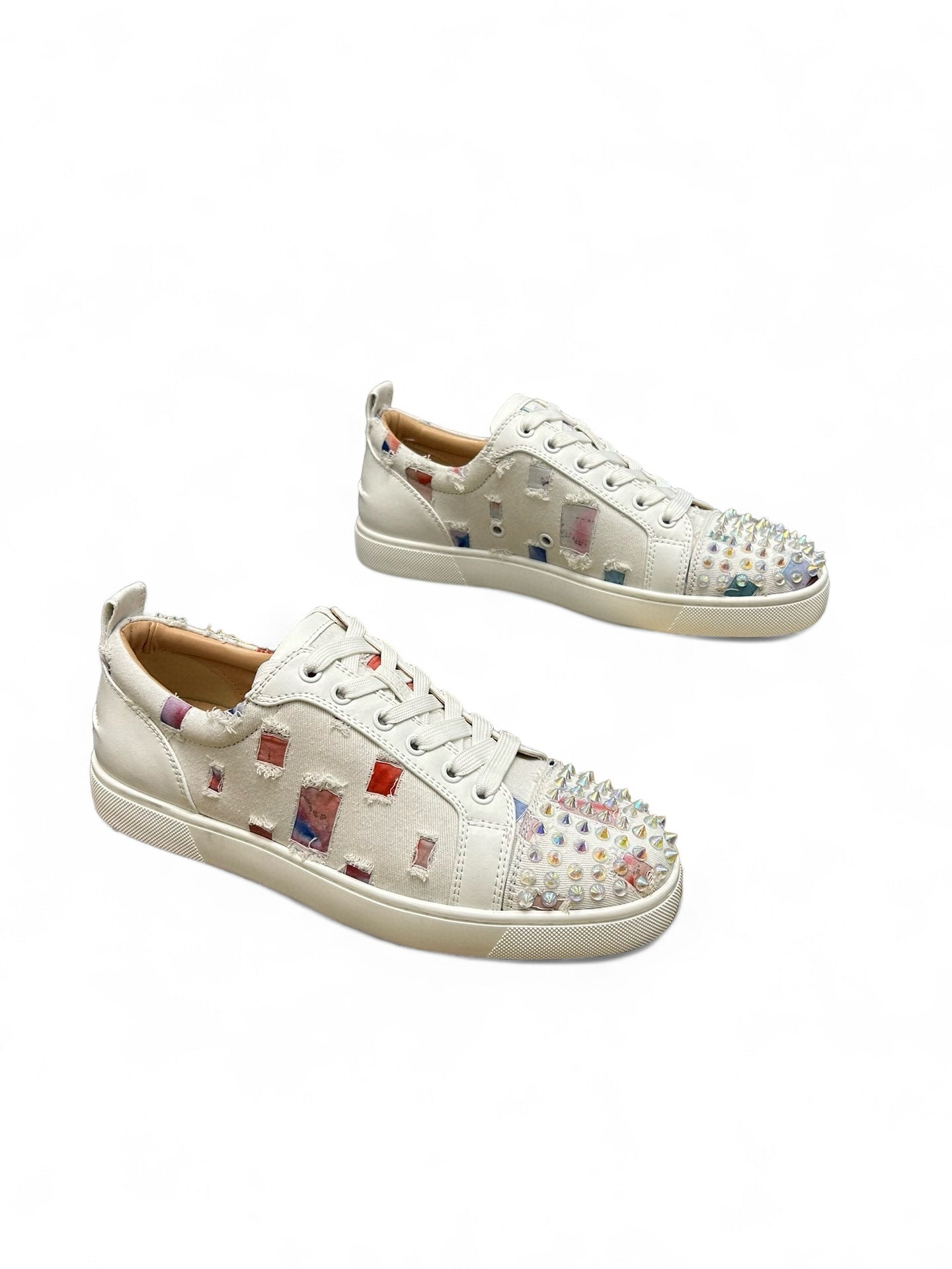 Christian Louboutin Spike Studded White Leather Sneakers | christian-louboutin-spike-studded-white-leather-sneakers