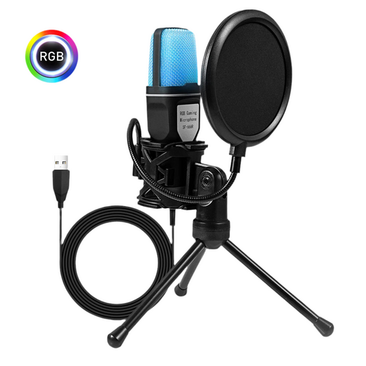 Gaming Condenser Mic with Shockproof Stand for Streaming & Podcast