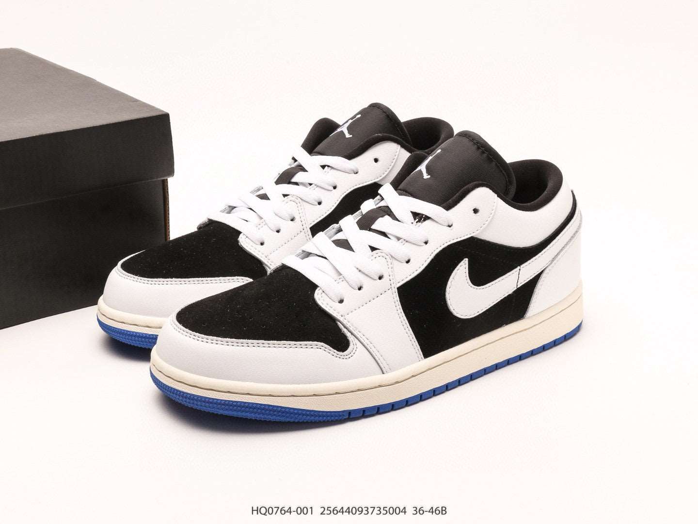 Nike Air Jordan 1 Low in black, white, and blue | nike-air-jordan-1-low-in-black-white-and-blue