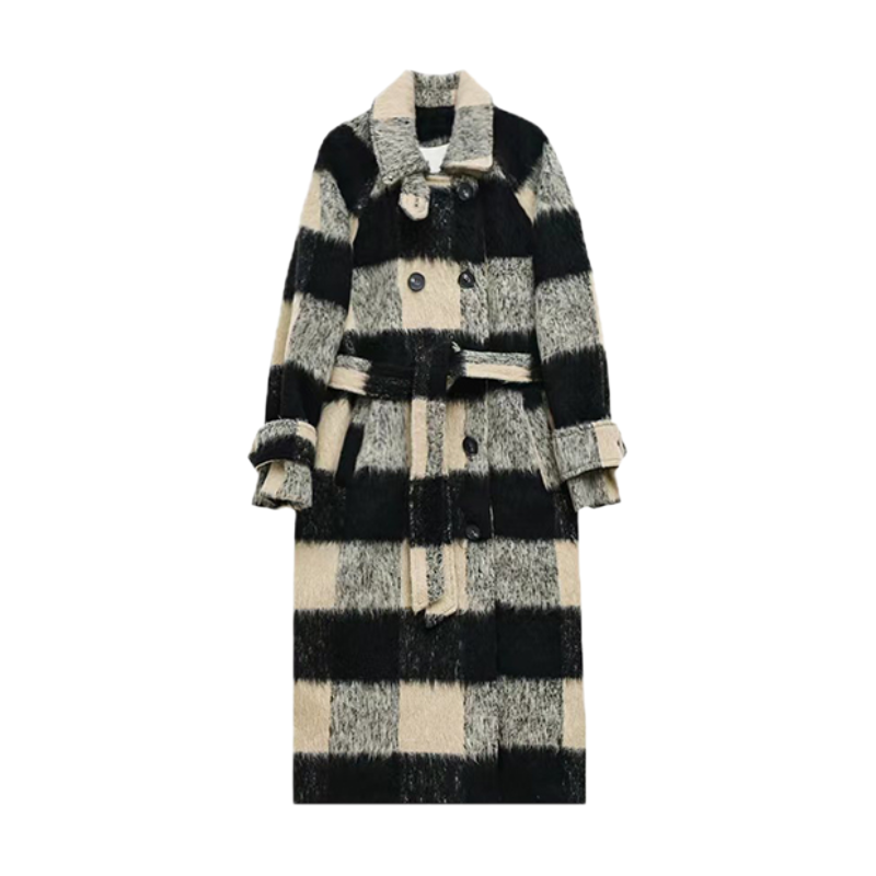 women's winter plaid coat - FSH-ONLINE