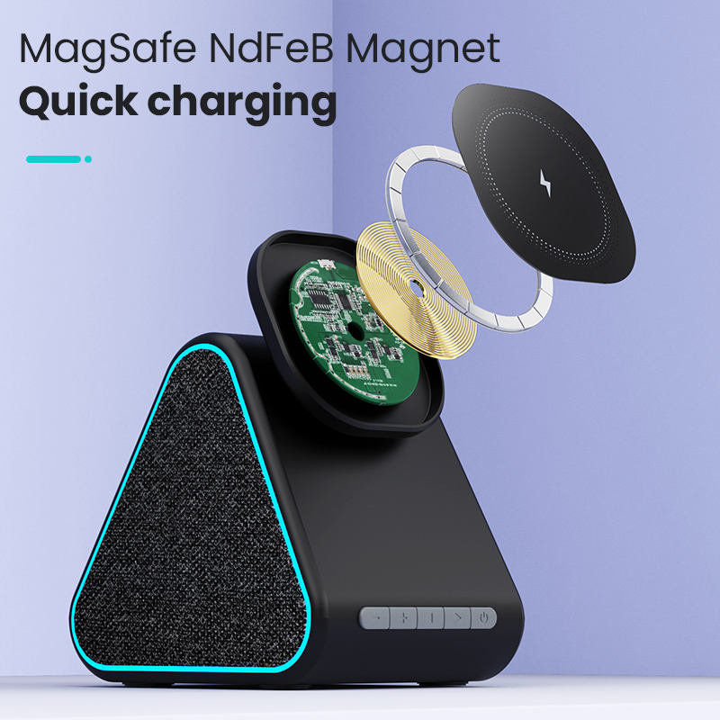 Wireless charger with speaker suitable for Apple phone magnetic wireless charging stand adjustable with Bluetooth speaker - FSH-ONLINE