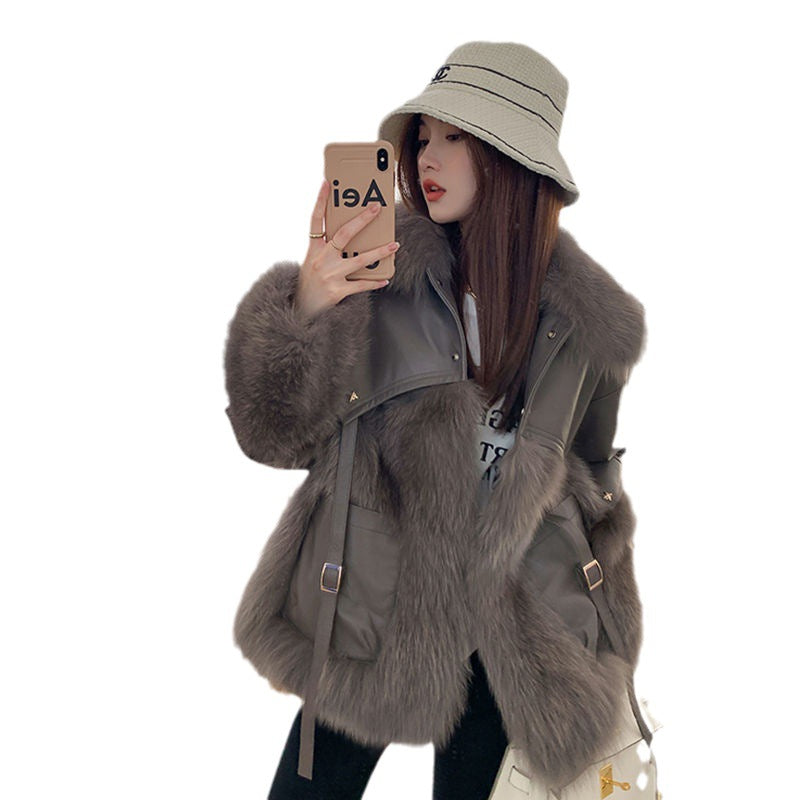 Vintage Thick Fashion Warm Coat Fur Coat Women's  Winter New Korean Fashion Imitation Fox Fur Padded Coat Street Outwears - FSH-ONLINE