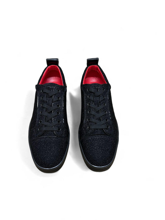 Christian Louboutin Black Sparkle Sneakers with Red Soles | christian-louboutin-black-sparkle-sneakers-with-red-soles