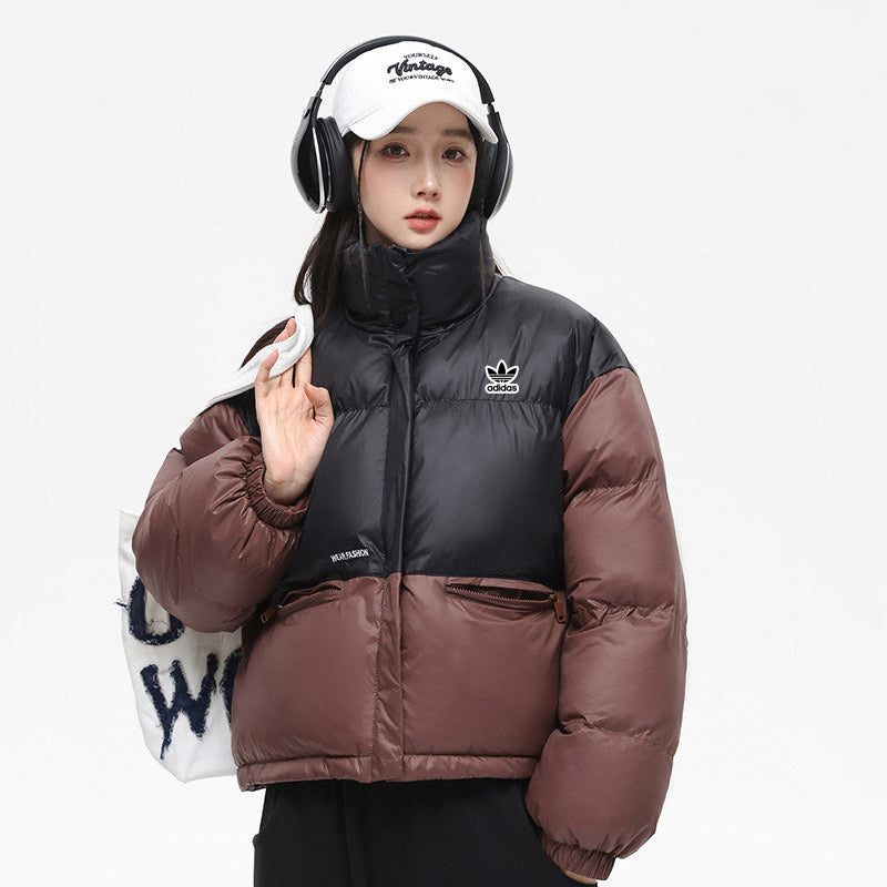 Women’s Puffer Jacket Winter Coat - Black & White / Brown & White - FSH-ONLINE