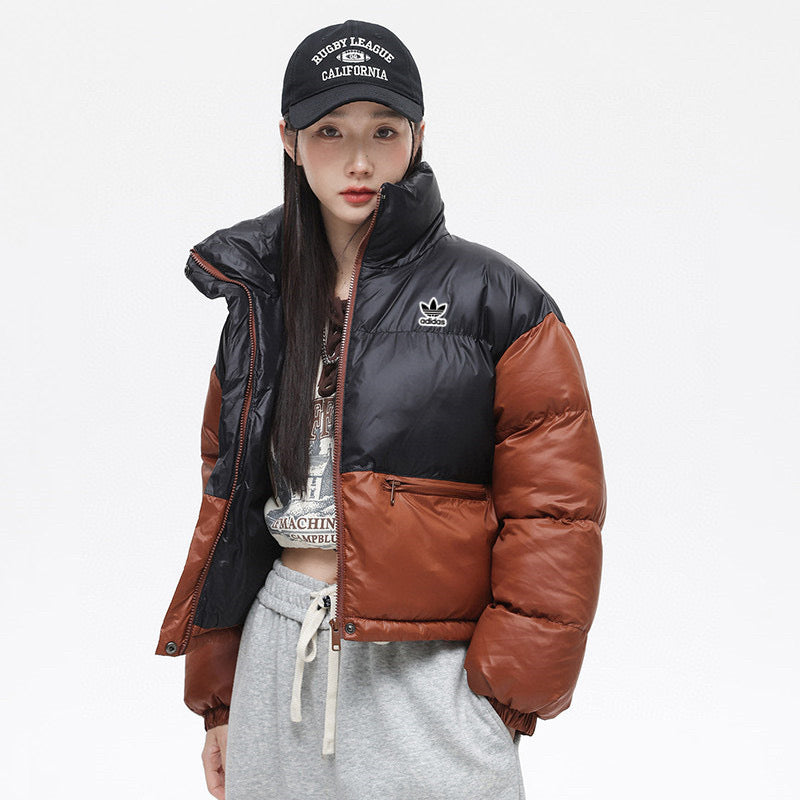 Women’s Puffer Jacket Winter Coat - Black & White / Brown & White - FSH-ONLINE