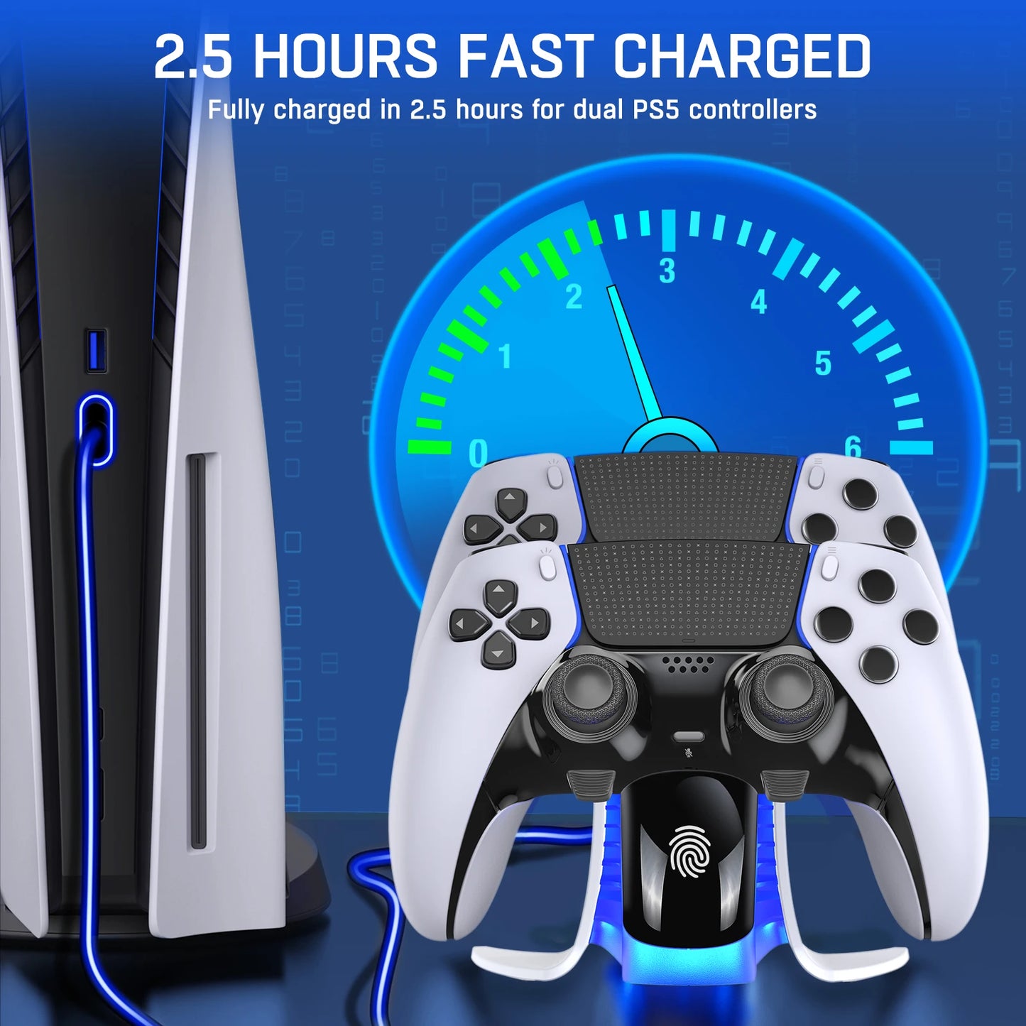 BEBONCOOL Dual Controller Charger For PS5 Charging Dock Station For Playstation 5 Dualsense Controllers with USB C Cable For PS5 - FSH-ONLINE