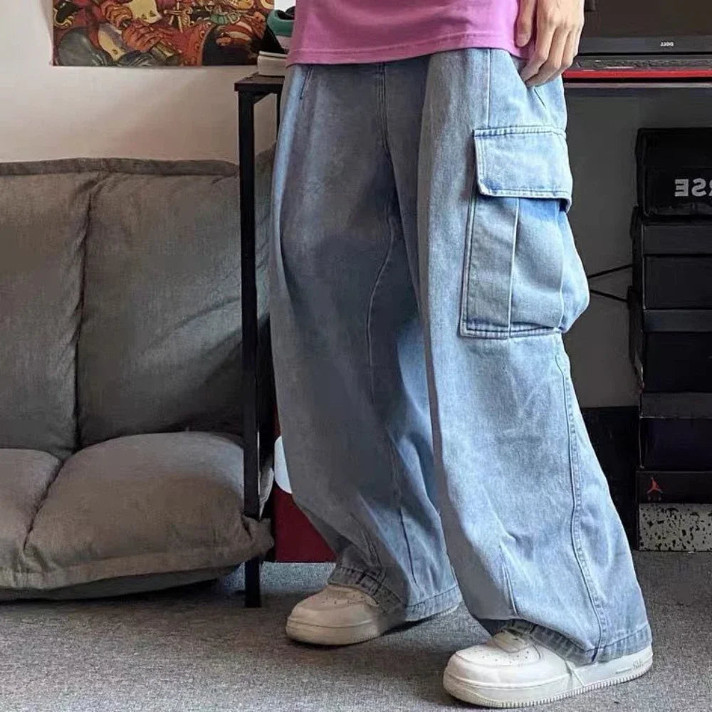 Baggy Jeans Trousers Male Denim Pants Black Wide Leg Pants Men's Jeans Oversize Cargo Korean Streetwear Hip Hop Harajuku - FSH-ONLINE