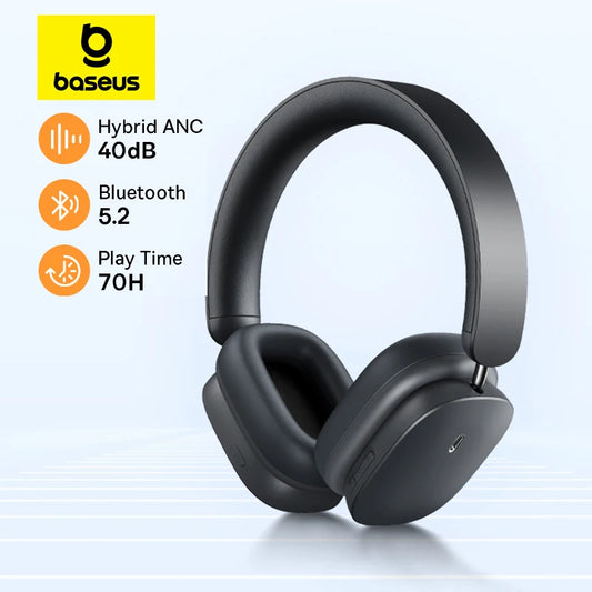 Baseus H1 ANC Wireless Headphones Hybrid 40dB Earphone Bluetooth 5.2 4-mics ENC 40mm Driver Over the Ear Headsets 70H Playtime | baseus-h1-anc-wireless-headphones-hybrid-40db-earphone-bluetooth-5-2-4-mics-enc-40mm-driver-over-the-ear-headsets-70h-playtime