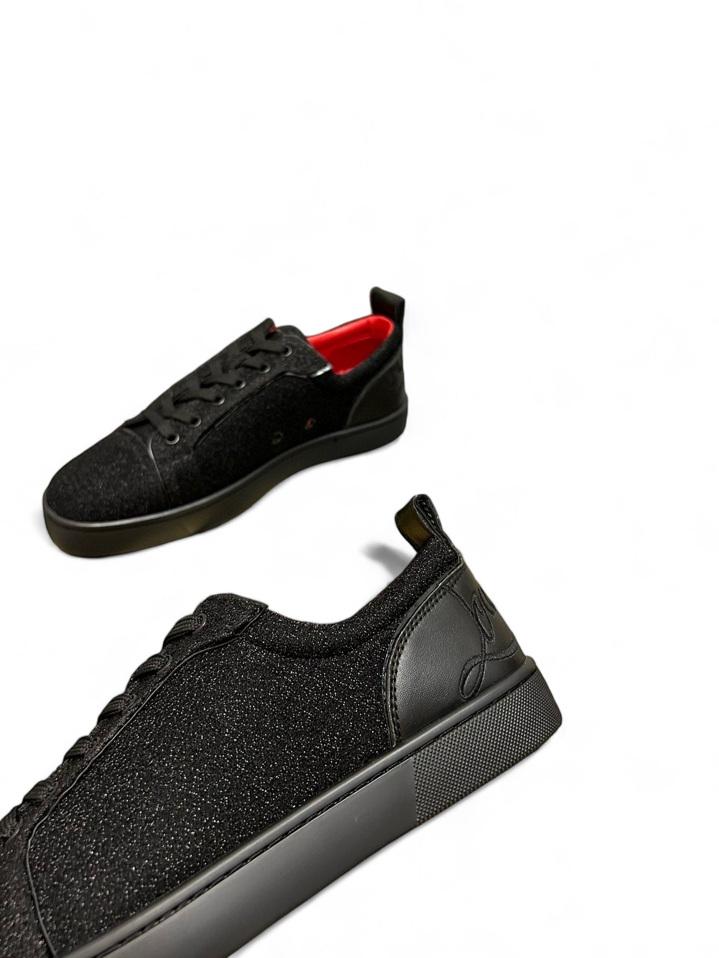 Christian Louboutin Black Sparkle Sneakers with Red Soles | christian-louboutin-black-sparkle-sneakers-with-red-soles