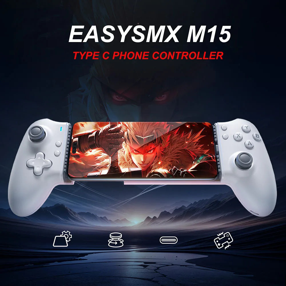 EasySMX M15 Mobile Phone Gamepad Type C Hall Mechanical Controller for Android Phone iPhone 15 Cloud Gaming Xbox Game Pass | easysmx-m15-mobile-phone-gamepad-type-c-hall-mechanical-controller-for-android-phone-iphone-15-cloud-gaming-xbox-game-pass