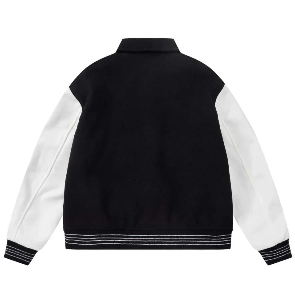 Fashion Autumn Skeleton Embroidery Varsity Jacket Men Streetwear Warm Wool Women Baseball Jacket Outfits Windbreaker 2023 - FSH-ONLINE