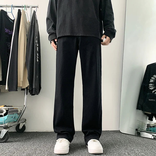 Fashion Korean Style Men Wide Leg Jeans Spring New Streetwear Straight Baggy Denim Pants Male Harem Fit Jeans Brand Trousers - FSH-ONLINE