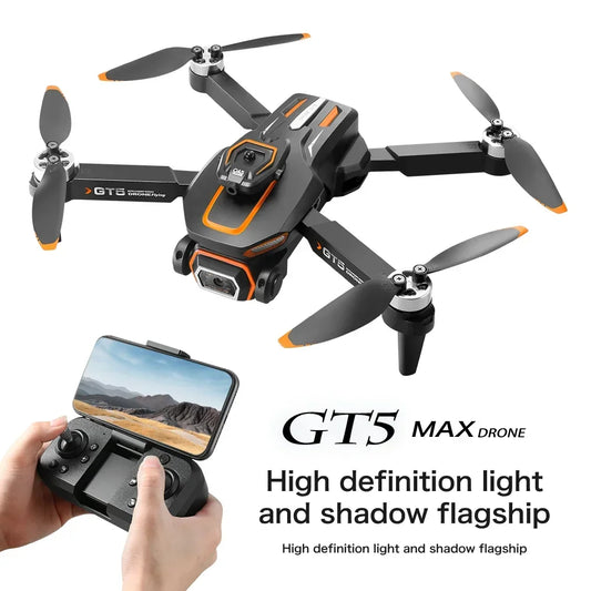 GT5 Brushless 8K Mini Drone 4K Professional HD Dual Camera Obstacle Avoidance No GPS Optical Flow Positioning RC Quadcopter Toys