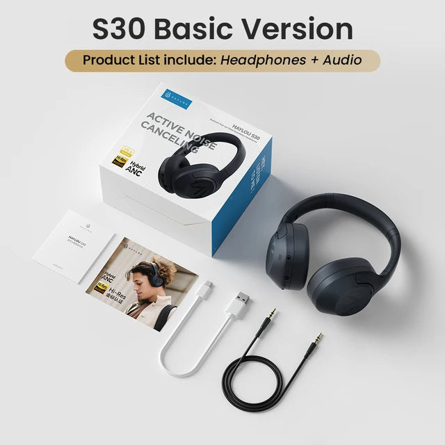 HAYLOU S30 Wireless Bluetooth 5.4 Headphones 43dB Adaptive Noise Cancelling Headsets 40mm Driver 80H Playtime Earphones | haylou-s30-wireless-bluetooth-5-4-headphones-43db-adaptive-noise-cancelling-headsets-40mm-driver-80h-playtime-earphones