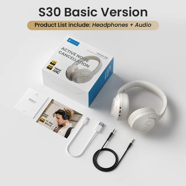 HAYLOU S30 Wireless Bluetooth 5.4 Headphones 43dB Adaptive Noise Cancelling Headsets 40mm Driver 80H Playtime Earphones | haylou-s30-wireless-bluetooth-5-4-headphones-43db-adaptive-noise-cancelling-headsets-40mm-driver-80h-playtime-earphones