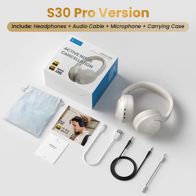 HAYLOU S30 Wireless Bluetooth 5.4 Headphones 43dB Adaptive Noise Cancelling Headsets 40mm Driver 80H Playtime Earphones | haylou-s30-wireless-bluetooth-5-4-headphones-43db-adaptive-noise-cancelling-headsets-40mm-driver-80h-playtime-earphones