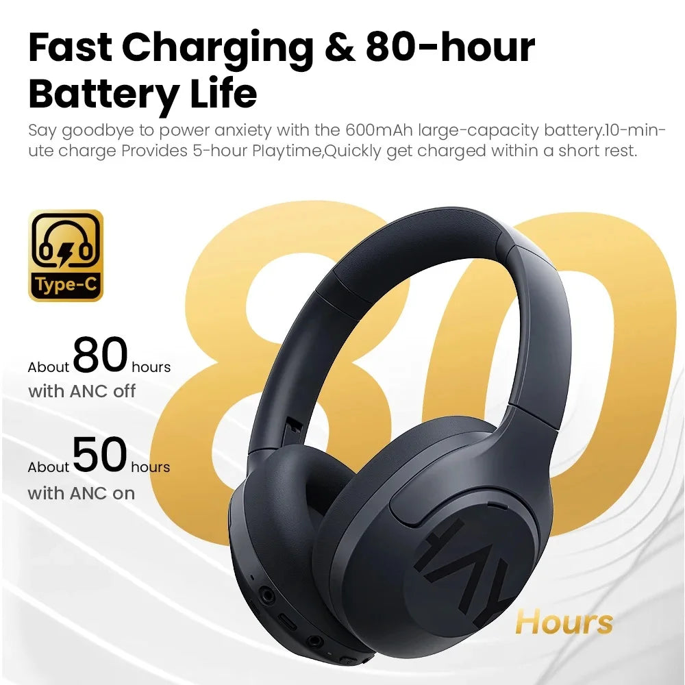 HAYLOU S30 Wireless Bluetooth 5.4 Headphones 43dB Adaptive Noise Cancelling Headsets 40mm Driver 80H Playtime Earphones | haylou-s30-wireless-bluetooth-5-4-headphones-43db-adaptive-noise-cancelling-headsets-40mm-driver-80h-playtime-earphones