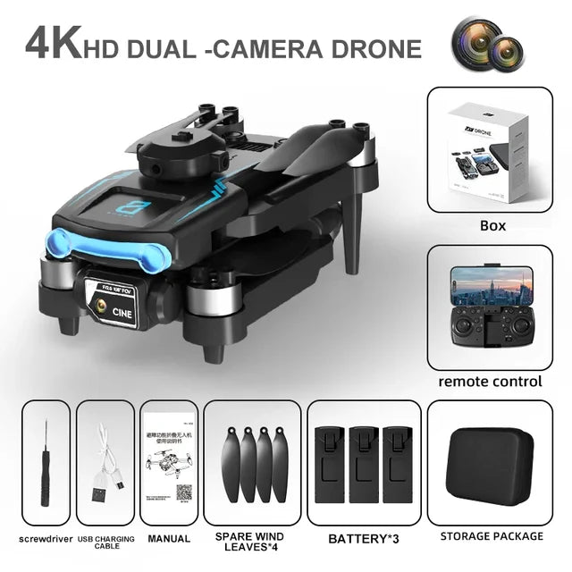 New Drone 8K HD Dual Camera Brushless Motor Obstacle Avoidance Dron RC Helicopter Foldable Quadcopter Toy For Xiaomi