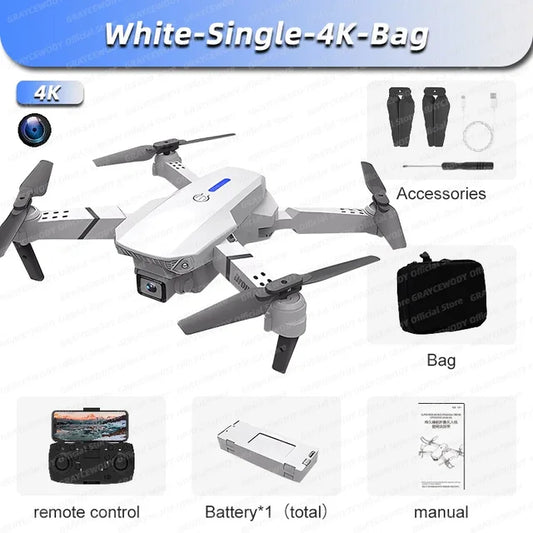 New E88Pro RC Drone 4K Professinal With 1080P Wide Angle Dual HD Camera Foldable RC Helicopter WIFI FPV Height Hold Apron Sell - FSH-ONLINE