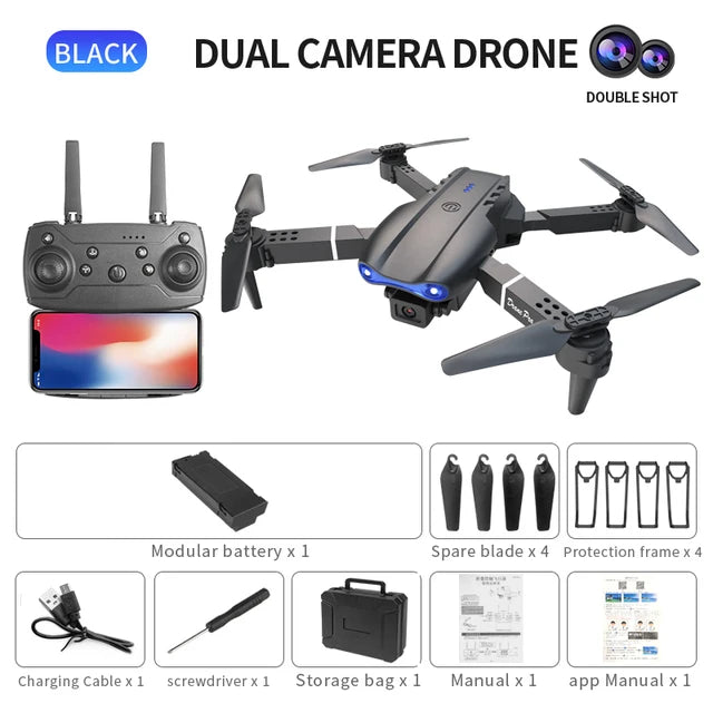 New E99Pro RC Drone Professional Wide Angle Dual HD Camera 4K 5G WIFI FPV Foldable RC Helicopter Kids Gift Toys - FSH-ONLINE