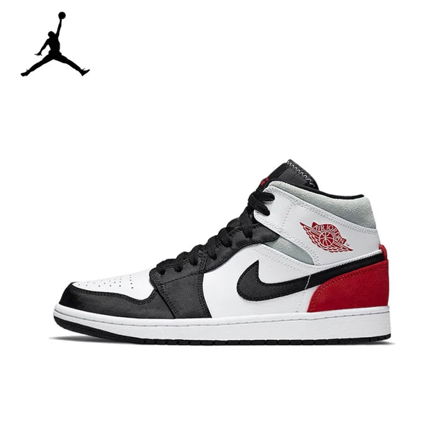 Air Jordan 1 Mid 'Chicago' Red and White For Men Classic Retro Basketball Sneakers Shoes 554724-173 | air-jordan-1-mid-chicago-red-and-white-for-men-classic-retro-basketball-sneakers-shoes-554724-173