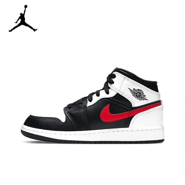 Air Jordan 1 Mid 'Chicago' Red and White For Men Classic Retro Basketball Sneakers Shoes 554724-173 | air-jordan-1-mid-chicago-red-and-white-for-men-classic-retro-basketball-sneakers-shoes-554724-173