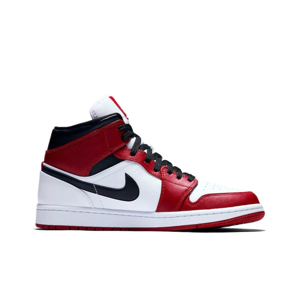 Air Jordan 1 Mid 'Chicago' Red and White For Men Classic Retro Basketball Sneakers Shoes 554724-173 | air-jordan-1-mid-chicago-red-and-white-for-men-classic-retro-basketball-sneakers-shoes-554724-173