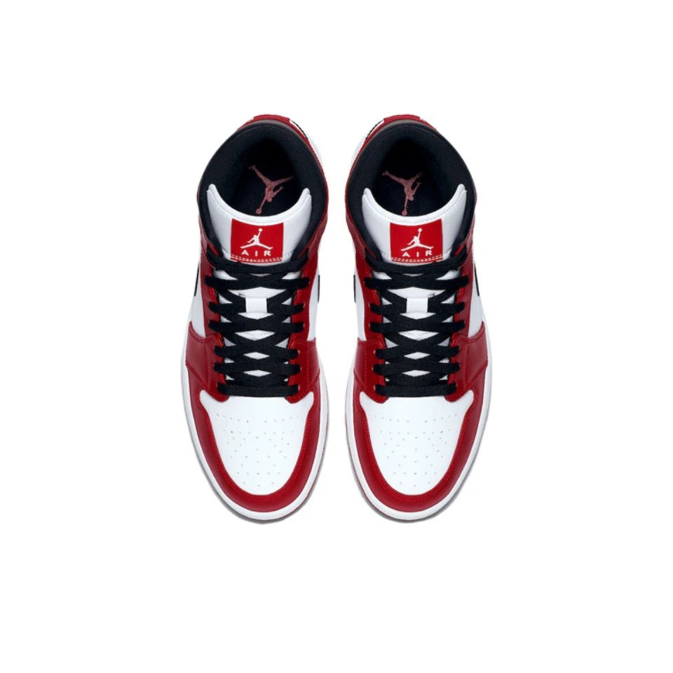 Air Jordan 1 Mid 'Chicago' Red and White For Men Classic Retro Basketball Sneakers Shoes 554724-173 | air-jordan-1-mid-chicago-red-and-white-for-men-classic-retro-basketball-sneakers-shoes-554724-173