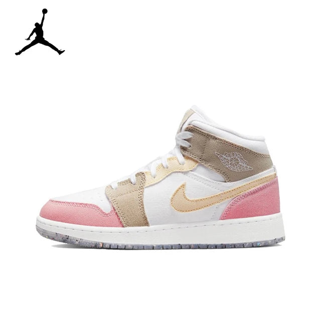 Air Jordan 1 Mid 'Ice Cream'Purple and White Color GS Size For Women  Retro Classic Basketball SneakersShoes DD1666-100 | air-jordan-1-mid-ice-creampurple-and-white-color-gs-size-for-women-retro-classic-basketball-sneakersshoes-dd1666-100