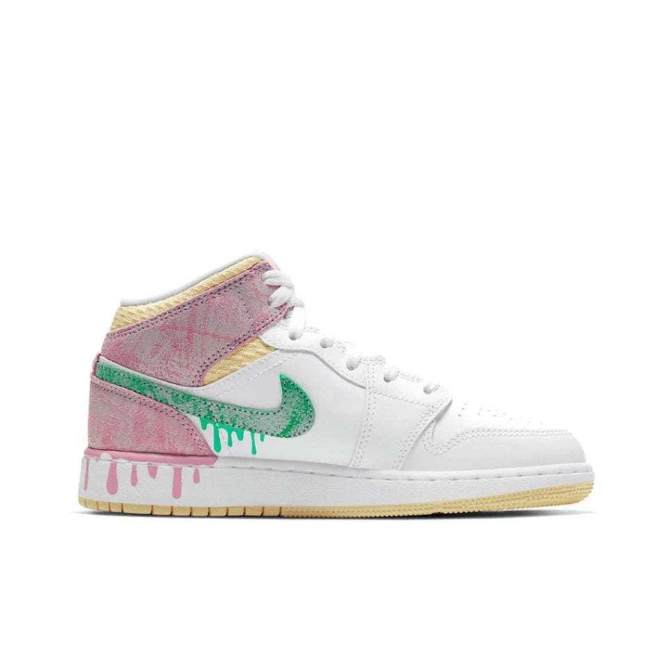 Air Jordan 1 Mid 'Ice Cream'Purple and White Color GS Size For Women  Retro Classic Basketball SneakersShoes DD1666-100 | air-jordan-1-mid-ice-creampurple-and-white-color-gs-size-for-women-retro-classic-basketball-sneakersshoes-dd1666-100