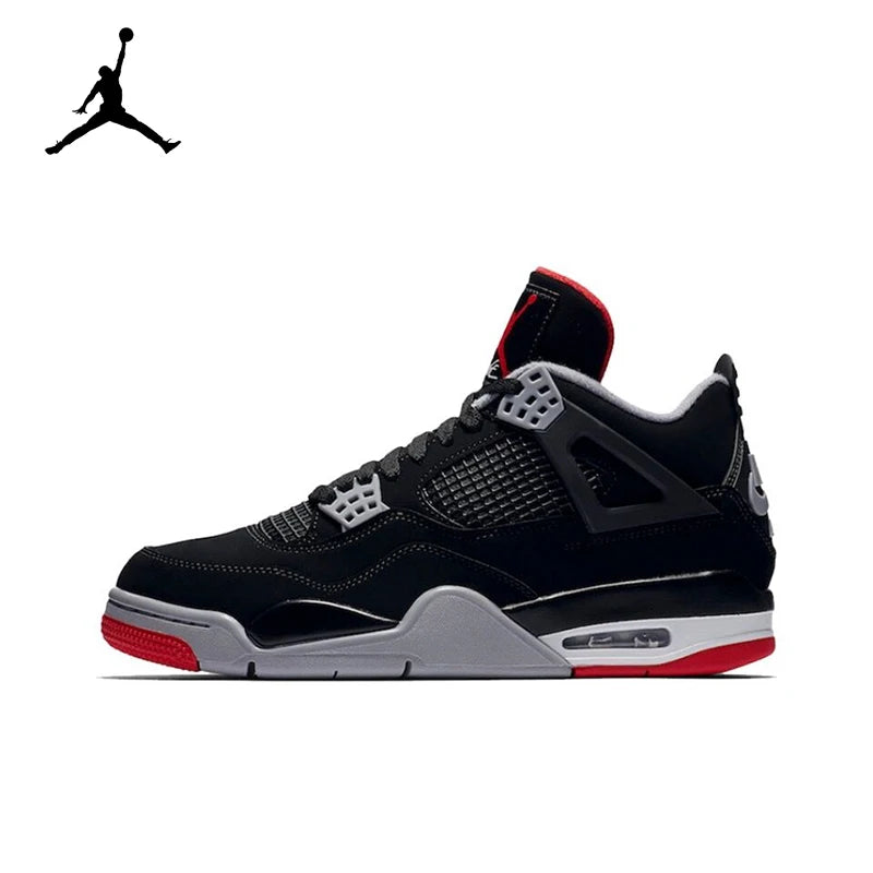 Air Jordan 4 Retro Bred Bull Anti-Slip Wear-resistant Retro Basketball Shoes Black and Red Men's Shoes 2019 Edition | air-jordan-4-retro-bred-bull-anti-slip-wear-resistant-retro-basketball-shoes-black-and-red-mens-shoes-2019-edition