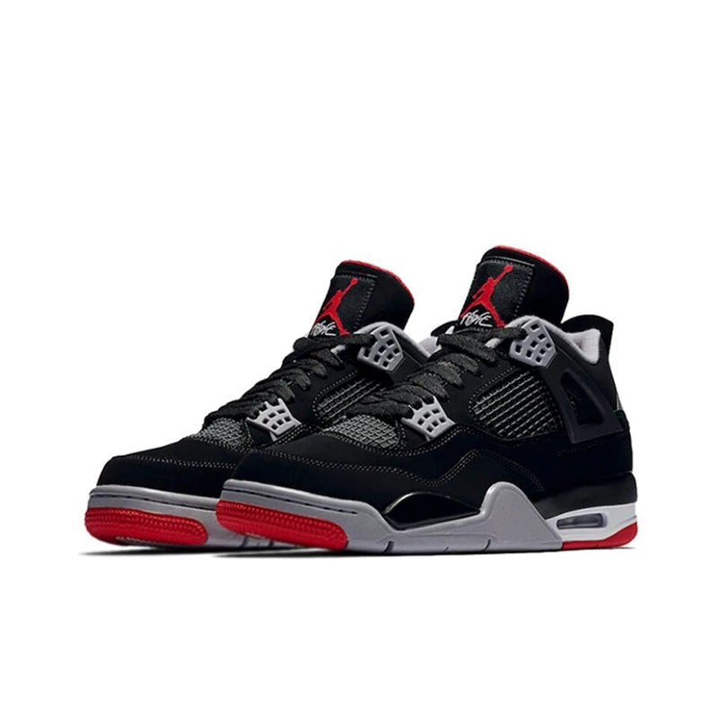 Air Jordan 4 Retro Bred Bull Anti-Slip Wear-resistant Retro Basketball Shoes Black and Red Men's Shoes 2019 Edition | air-jordan-4-retro-bred-bull-anti-slip-wear-resistant-retro-basketball-shoes-black-and-red-mens-shoes-2019-edition