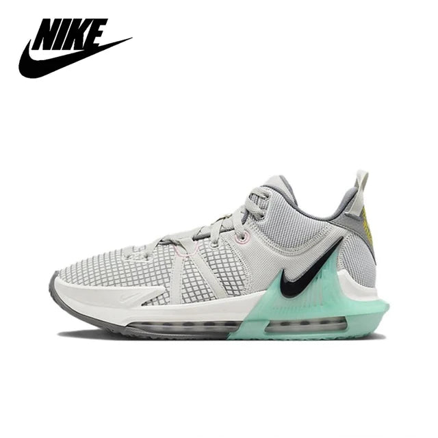 Nike LeBron Witness 7 EP James Man's Basketball Shoes Low Top Wear Resistant Non-slip Grayish Green Sneakers