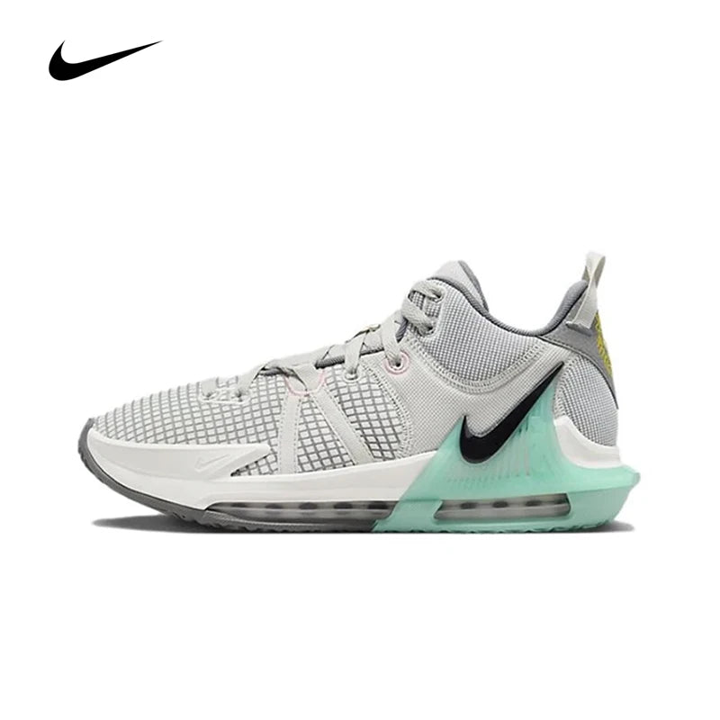 Nike LeBron Witness 7 EP James Man's Basketball Shoes Low Top Wear Resistant Non-slip Grayish Green Sneakers